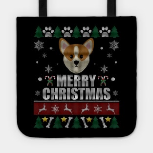 Corgi Puppy Face Christmas Tote