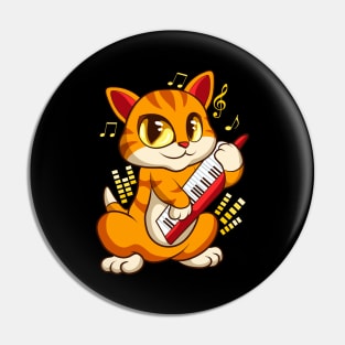 Cute Musician Cat Kitty Playing Guitar Pin