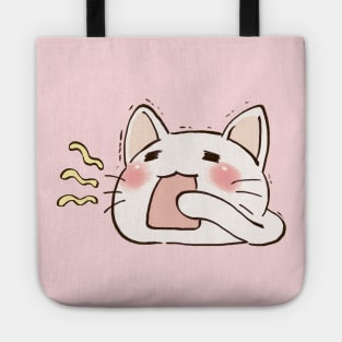 I draw lucky star white cat yawning Tote