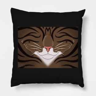 Brown Tabby Cat Face Pillow