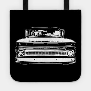 White 1966 Chevy C10 Sketch Art Tote