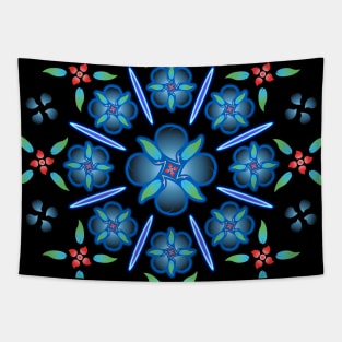 Blue Flower Circle 2 Tapestry