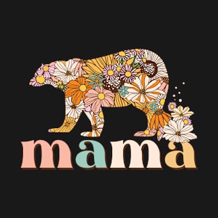 Floral Mama Bear Retro Gift T-Shirt