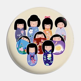 Kokeshi in Bloom Pin