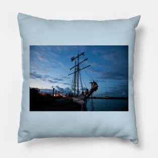 Tall Ship docked for the night Pillow