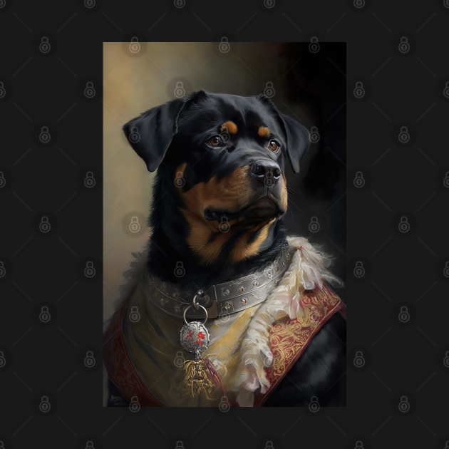 Rottweiler Classic Dog Portrait by YeCurisoityShoppe