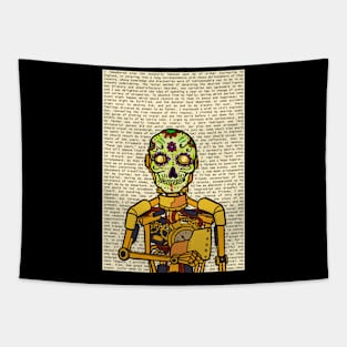 Explore NFT Character - Golden RobotMask with Mexican Eyes on TeePublic Tapestry