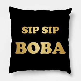 Sip Sip Boba in Gold - Black Pillow