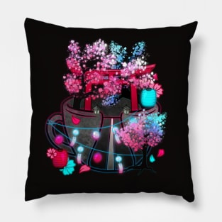 Cyberpunk Sakura Teacup Pillow