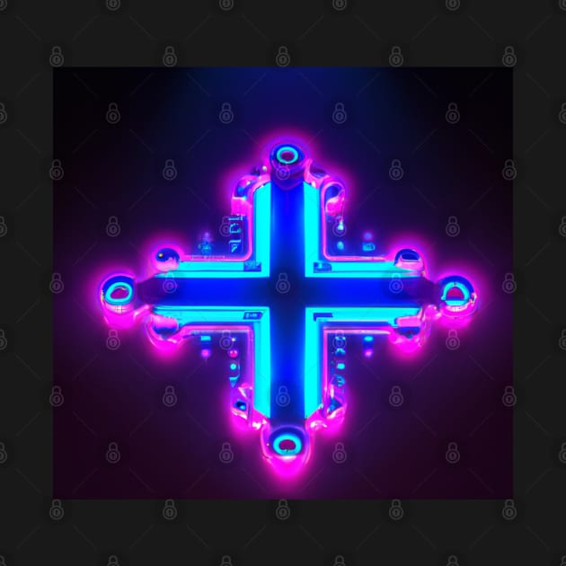 Cyber neon cross by SJG-digital