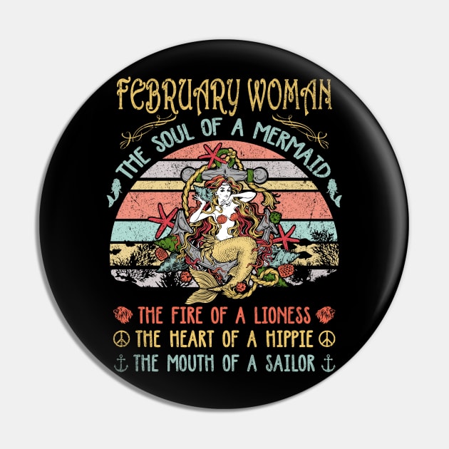 February Woman The Soul Of A Mermaid Vintage Birthday Gift Pin by Shops PR