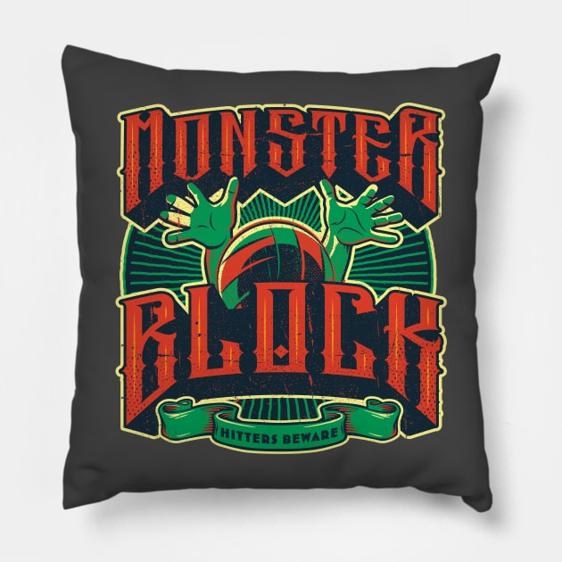 Monster Block | Metal-inspired Volleyball design Pillow by Volleyball Merch