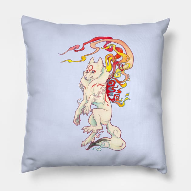 'Painted Warrior' Amaterasu plain Pillow by charamath