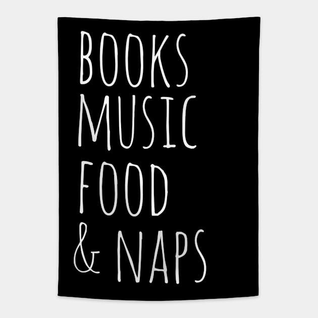 books music food &  naps Tapestry by FandomizedRose