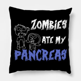 Zombies Ate My Pancreas Funny T1D Warrior Funny Diabetes Pillow