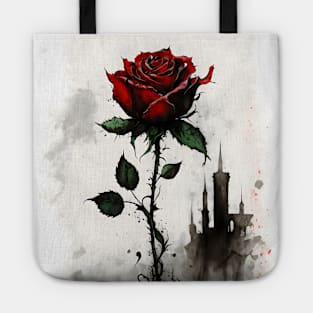 Red Goth Gothic Red Rose Dark Romance Tote