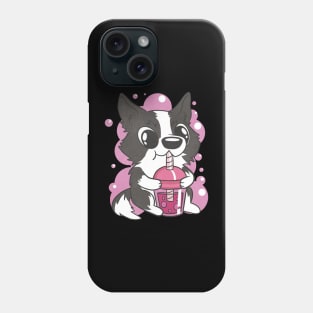 Border collie dog bubble tea Phone Case