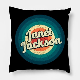 Graphic Janet Name Retro Vintage Circle Pillow