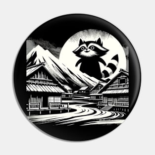 Japanese Big Raccoon Pun Funny Raccoon Pin