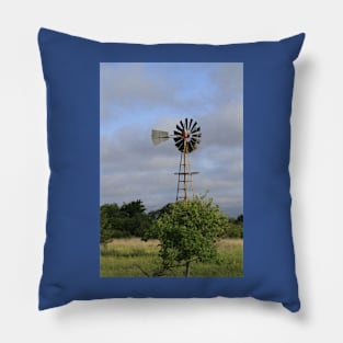 Kansas Country Windmill in a Pasture Pillow