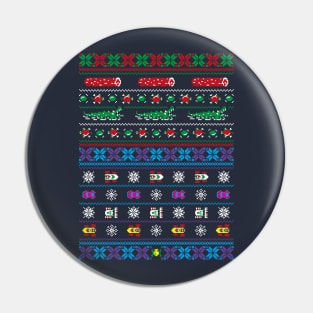 Frogs, Logs & Automobiles - Frogger Arcade Christmas Ugly Sweater Pin