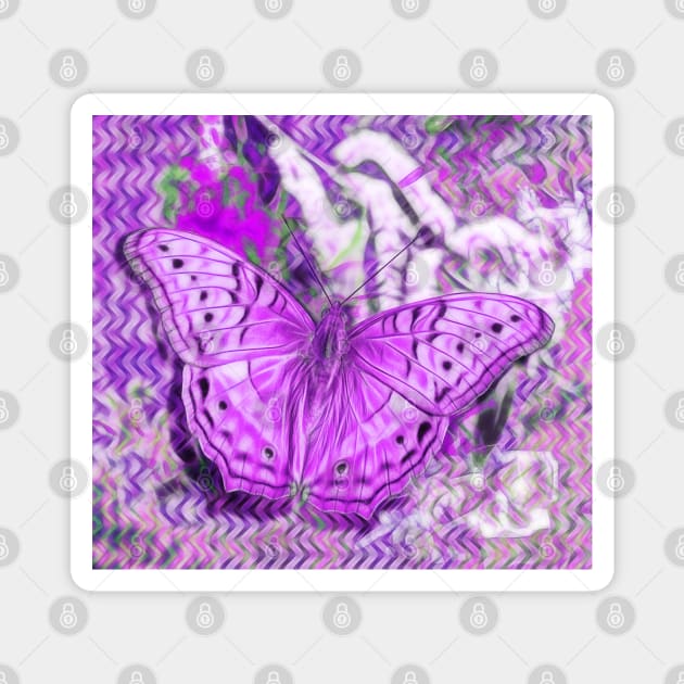 Ultra-violet butterfly and abstract background Magnet by hereswendy