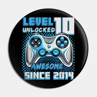 10th Birthday Gamer 10 Year Old Bday Boy Ten Son Pin