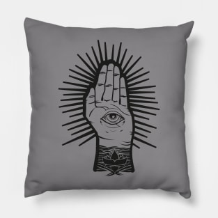 Positive Meditation,Breathe, All-Seeing eye, tattoo, hand, lotus,flower BoomBoomInk Pillow