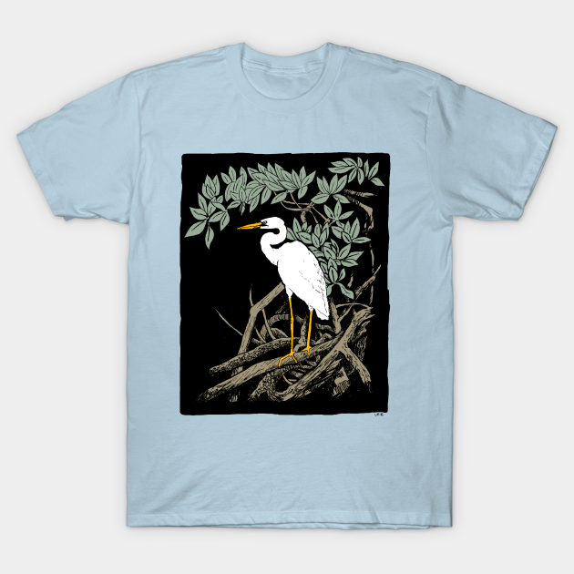 Mangrove Egret - Bird - T-Shirt | TeePublic