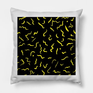 Artistic Squiggle Colorful Print Pattern Yellow Pillow