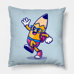 Cute Pencil Waving Hand Cartoon Pillow