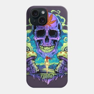 Purple Cannabis Skull with Mushrooms Phone Case