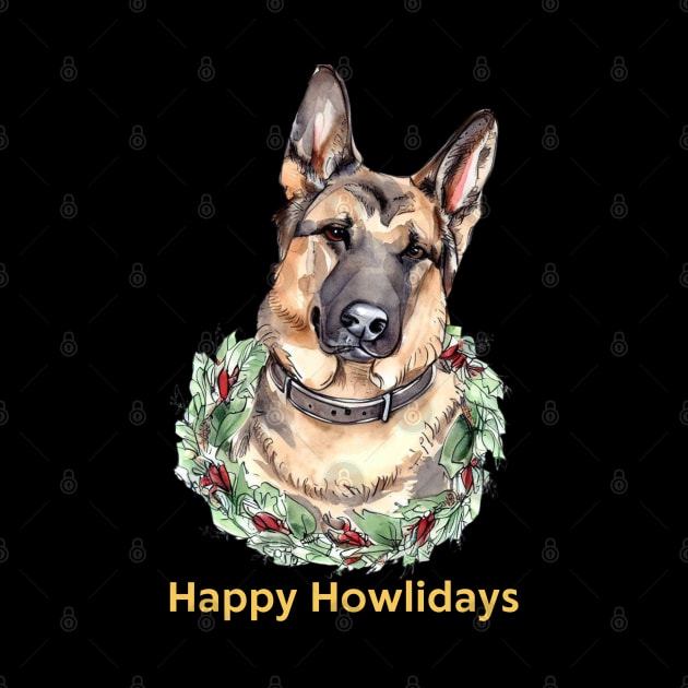 Happy Howlidays German Shepherd by ZogDog Pro