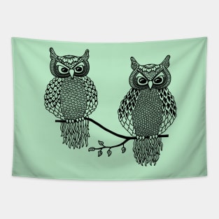 Grumpy owls Tapestry