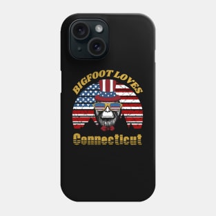 Bigfoot loves America and Connecticut Phone Case