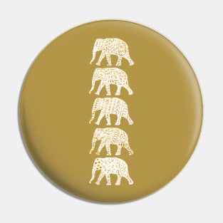 Patterned Elephants(White&Gold) Pin