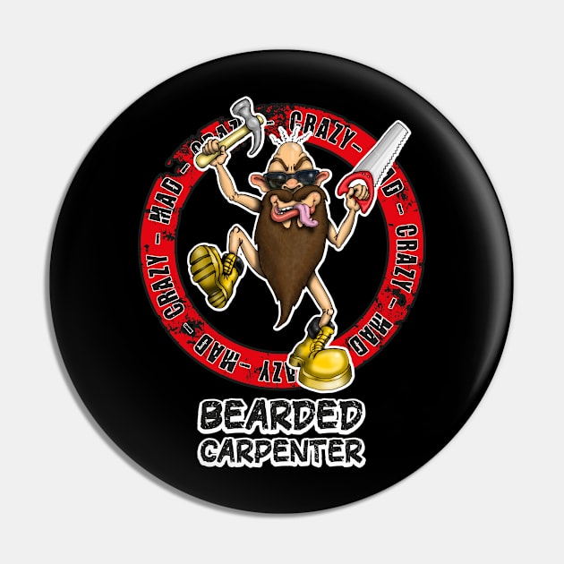 Funny Bearded Carpenter Design Pin by Status71