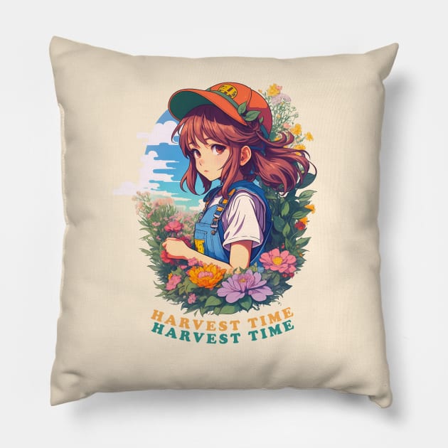 Anime Girl Harvest Moon in Garden Pillow by Sekaifi Studio