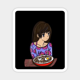 Anime Girl Waiting to Eat With You Magnet