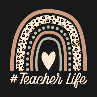 Leopard Rainbow Teacher Life T-Shirt