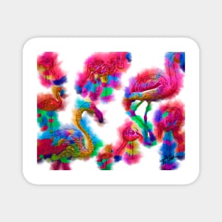 Abstract Flamingo Flock Magnet