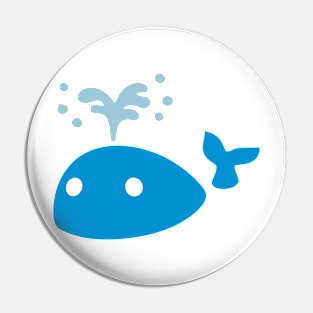 Happy Blue Whale Blowing Water Emoticon Pin