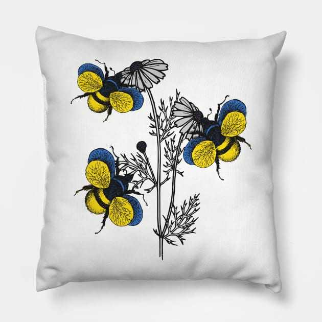 Ukraine Bee Swarm Pillow by Fusti