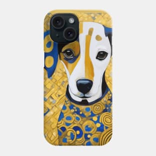 Gustav Klimt Style Dog with Blue and Gold Geometric Patterns Phone Case