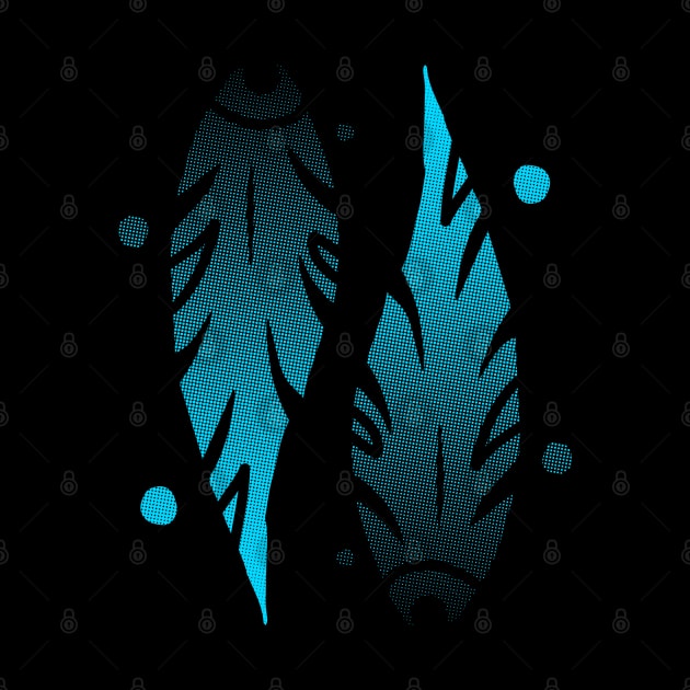 Tribal: Double Blue Leaves by hybridgothica