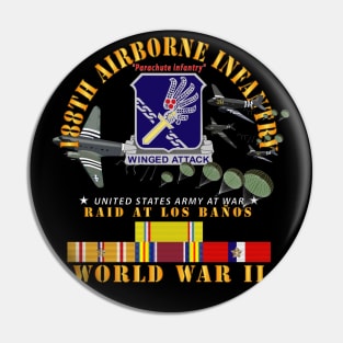 188th Airborne Infantry - Raid at Los Baños W Jumpers - WWII w PAC SVC X 300 Pin