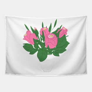 Roses Drawing Blossom Rose Bouquet Floral Pattern Tapestry