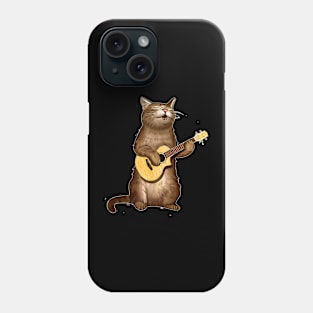 Cat Gifts For Cat Lovers Funny Playing Ukulele Phone Case