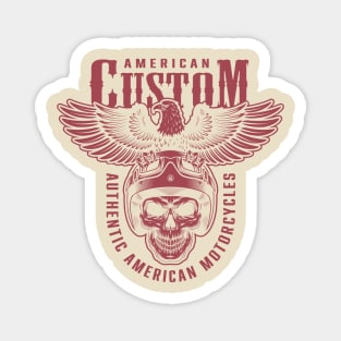 American Custom Motorcycles Biker Retro Skull Magnet