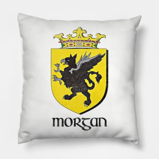 Morgan Name / Faded Style Family Crest Coat Of Arms Design Pillow